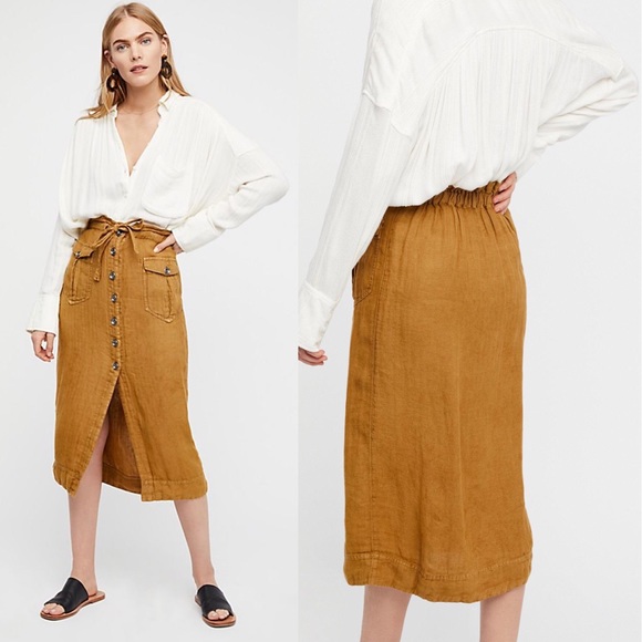 Free People Dresses & Skirts - Free People Straight To The Point Midi Skirt Sz XS